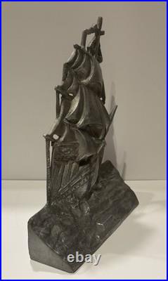 Antique 1924 AM Greenblatt Studios Cast Iron THE CONSTITUTION Ship Door Stop