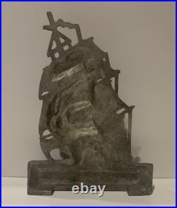 Antique 1924 AM Greenblatt Studios Cast Iron THE CONSTITUTION Ship Door Stop