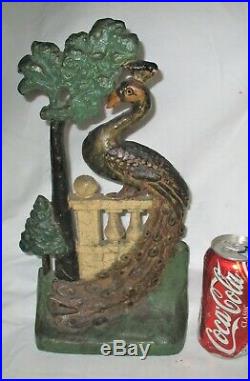Antique 1925 Greenblatt Studios Boston Ma USA Peacock Statue Cast Iron Doorstop