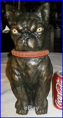 Antique 1928 A. M. Greenblatt Studios Boston Terrier Dog Cast Iron Doorstop # 32