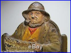Antique 1928 Cape Cod Fisherman Doorstop bookend old paint Connecticut Foundry