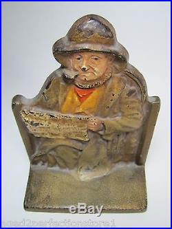 Antique 1928 Cape Cod Fisherman Doorstop bookend old paint Connecticut Foundry