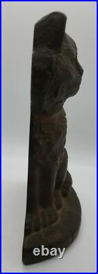 Antique 1929 cast iron angora cat kitten with bow Connecticut Foundry doorstop