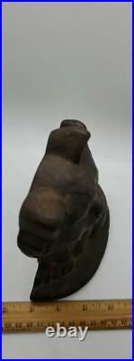 Antique 1929 cast iron angora cat kitten with bow Connecticut Foundry doorstop