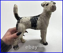 Antique 1930 Cast Iron Doorstop Full Figure Wire-Hair Fox Terrier Original Paint