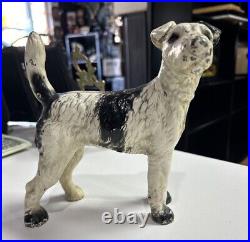 Antique 1930 Cast Iron Doorstop Full Figure Wire-Hair Fox Terrier Original Paint