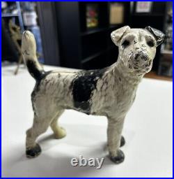 Antique 1930 Cast Iron Doorstop Full Figure Wire-Hair Fox Terrier Original Paint