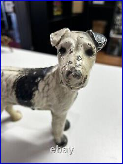 Antique 1930 Cast Iron Doorstop Full Figure Wire-Hair Fox Terrier Original Paint