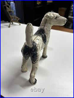 Antique 1930 Cast Iron Doorstop Full Figure Wire-Hair Fox Terrier Original Paint