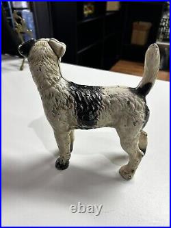 Antique 1930 Cast Iron Doorstop Full Figure Wire-Hair Fox Terrier Original Paint