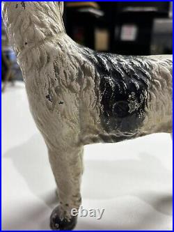 Antique 1930 Cast Iron Doorstop Full Figure Wire-Hair Fox Terrier Original Paint