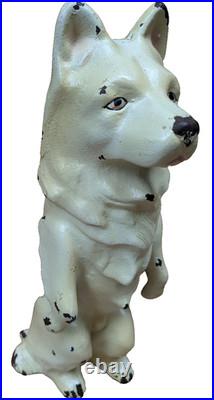 Antique 1931 Cast Iron Dog Doorstop Sitting Malamute by Dick Bros Reading PA