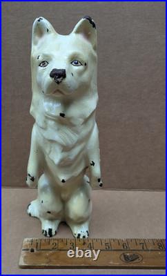 Antique 1931 Cast Iron Dog Doorstop Sitting Malamute by Dick Bros Reading PA