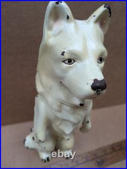 Antique 1931 Cast Iron Dog Doorstop Sitting Malamute by Dick Bros Reading PA