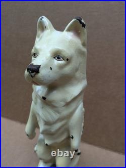 Antique 1931 Cast Iron Dog Doorstop Sitting Malamute by Dick Bros Reading PA