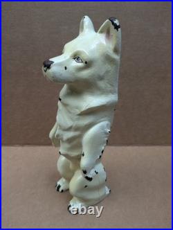 Antique 1931 Cast Iron Dog Doorstop Sitting Malamute by Dick Bros Reading PA