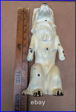 Antique 1931 Cast Iron Dog Doorstop Sitting Malamute by Dick Bros Reading PA