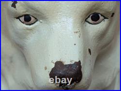 Antique 1931 Cast Iron Dog Doorstop Sitting Malamute by Dick Bros Reading PA