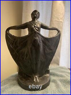 Antique 1940's Cast Iron Dancing Lady Doorstop-Art Nouveau Decor