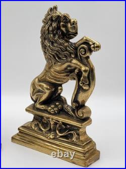 Antique 19th C Pair of French Empire Cast Brass Lion Doorstops / Home Decor