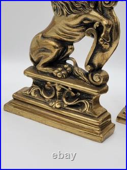 Antique 19th C Pair of French Empire Cast Brass Lion Doorstops / Home Decor