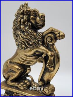Antique 19th C Pair of French Empire Cast Brass Lion Doorstops / Home Decor
