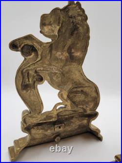 Antique 19th C Pair of French Empire Cast Brass Lion Doorstops / Home Decor