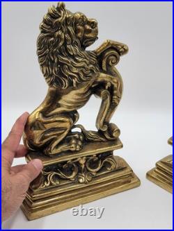 Antique 19th C Pair of French Empire Cast Brass Lion Doorstops / Home Decor