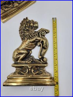 Antique 19th C Pair of French Empire Cast Brass Lion Doorstops / Home Decor