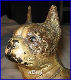 Antique # 2 Left Facing 10 Hubley Boston Terrier Cast Iron Dog Door Doorstop