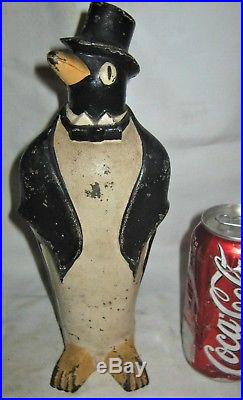 Antique # 463-f Hubley Toy Co. USA Cast Iron Sea Ice Penguin Art Statue Doorstop