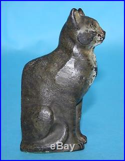 Antique 5 pound Cast Iron Cat Doorstop or Bookend Original Finish