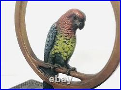 Antique 8 Bradley Hubbard Perched Parrot Bird Cast Iron Door Stop Original