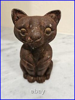 Antique ALBANY FOUNDRY 7 Sitting CAT 1248 Cast Iron 7 lbs Door Stop