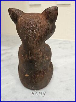 Antique ALBANY FOUNDRY 7 Sitting CAT 1248 Cast Iron 7 lbs Door Stop