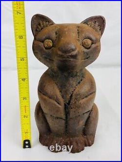 Antique ALBANY FOUNDRY Hubley Cast Iron Sitting CAT 7lb Doorstop Statue 7