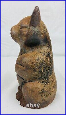 Antique ALBANY FOUNDRY Hubley Cast Iron Sitting CAT 7lb Doorstop Statue 7