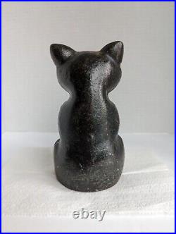 Antique ALBANY FOUNDRY Hubley Cast Iron Sitting CAT Doorstop Statue 7