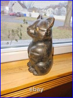 Antique ALBANY FOUNDRY Hubley Cast Iron Sitting CAT Doorstop Statue 7 STAMPED