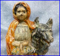 Antique Albany Foundry #94 Red Riding Hood with Wolf Cast Iron Doorstop