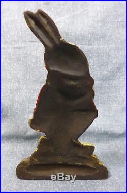 Antique Albany Foundry Rabbit In Sweater Eating Cabbage Cast Iron Doorstop