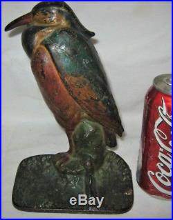 Antique Albany Foundry USA Cast Iron Heron Bird Art Statue Sculpture Doorstop Ny