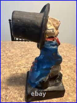 Antique Alice In Wonderland's Mad Hatter Cast Iron Doorstop #666