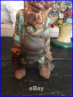 Antique All Original Hubley Gnome Elf With Keys Cast Iron Doorstop