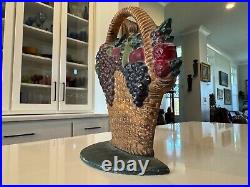 Antique Americana Cast Iron Decorative Doorstop Grape Pear Apple Fruit Basket