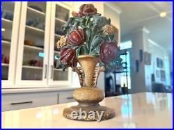Antique Americana Cast Iron Decorative Doorstop Rose Tulip Flower Basket Antique Americana Cast Iron Decorative Doorstop Rose Tulip Flower Basket