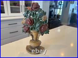 Antique Americana Cast Iron Decorative Doorstop Rose Tulip Flower Basket Antique Americana Cast Iron Decorative Doorstop Rose Tulip Flower Basket