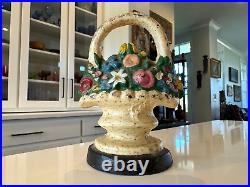 Antique Americana Cast Iron Decorative Doorstop White Flower Basket Antique Americana Cast Iron Decorative Doorstop White Flower Basket