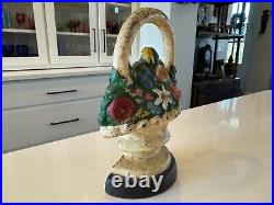 Antique Americana Cast Iron Decorative Doorstop White Flower Basket Antique Americana Cast Iron Decorative Doorstop White Flower Basket