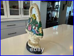 Antique Americana Cast Iron Decorative Doorstop White Flower Basket Antique Americana Cast Iron Decorative Doorstop White Flower Basket